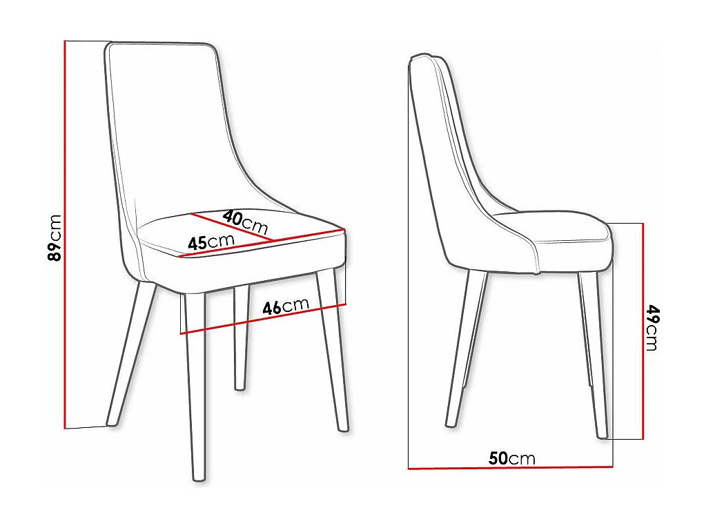 Chaise Jackson 107, 89x46x50cm, Tapisserie, Métallique, Bois