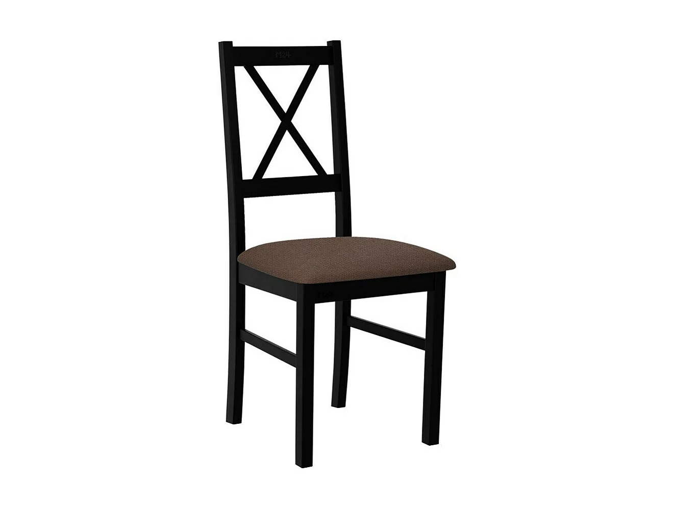 Chaise Victorville 173, Noir|Marron, 94x43x49cm, Tissu, En bois, Bois