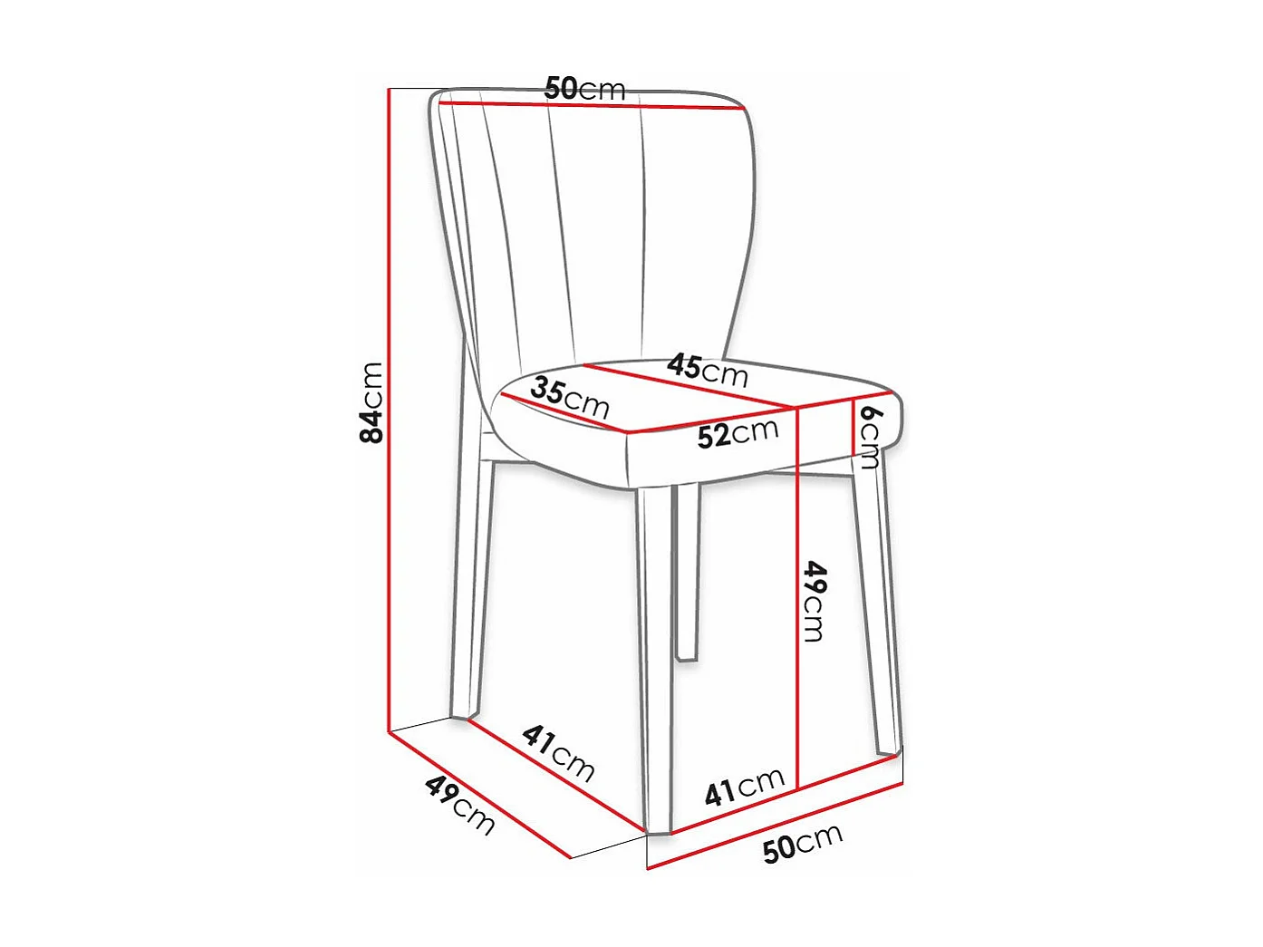 Chaise Racine 130, 84x50x55cm, Tapisserie, En bois, Stratifié