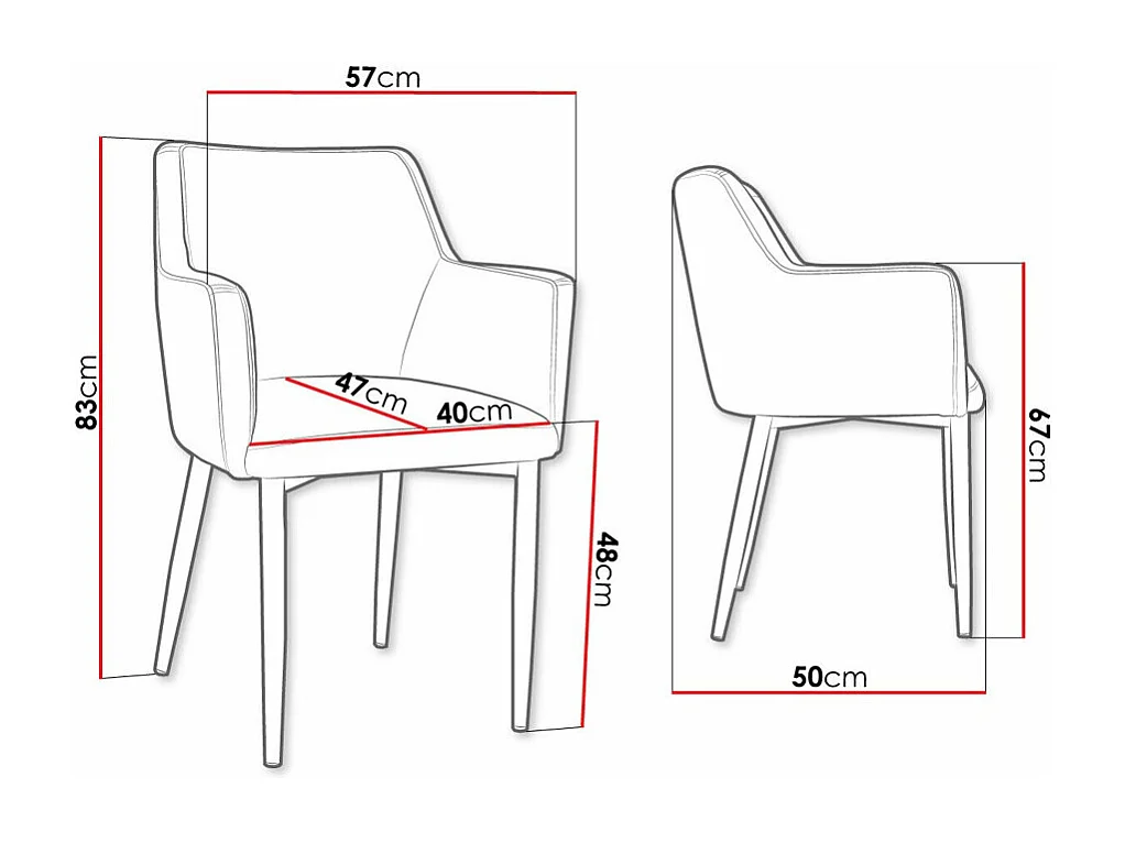 Chaise Jackson 108, 83x57x50cm, Tapisserie, Métallique, Bois