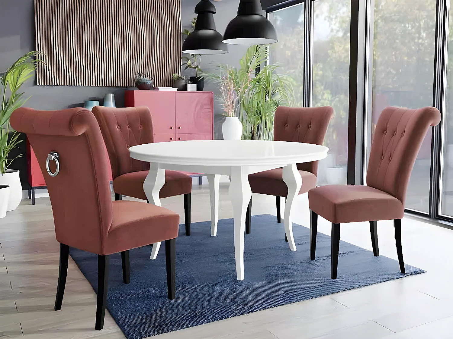 Chaise Racine 107, 100x51x66cm, Tissu, En bois, Stratifié