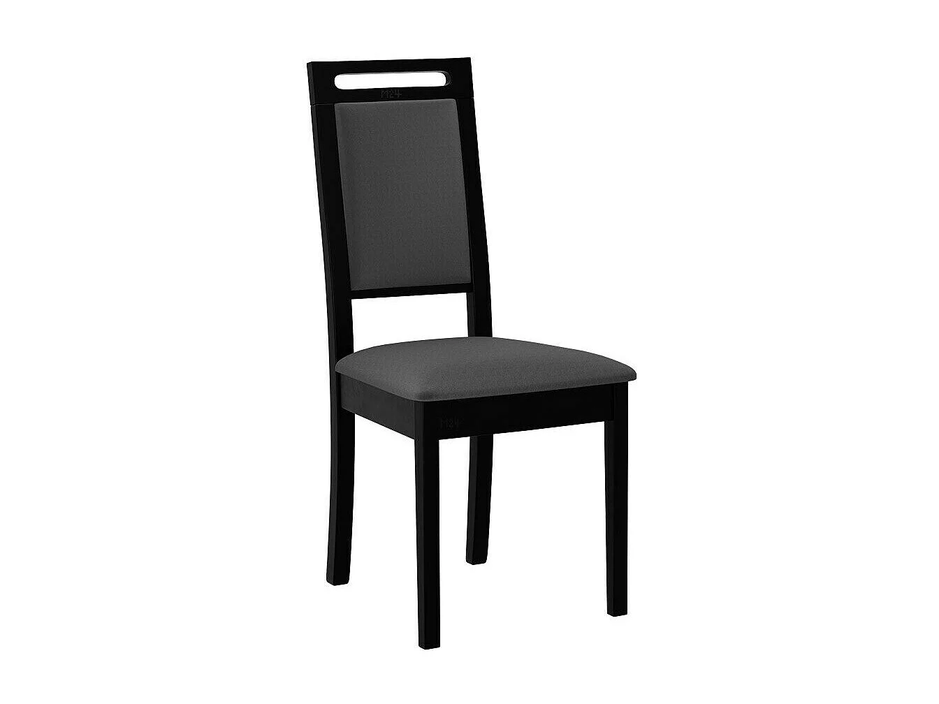 Chaise Victorville 337, Noir|Gris foncé, 96x47x53cm, Tapisserie, En bois, Bois