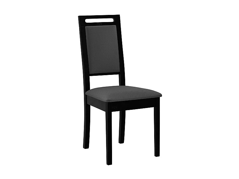 Silla Victorville 337, Negro|Gris oscuro, 96x47x43cm, Tapiz, De madera, Madera