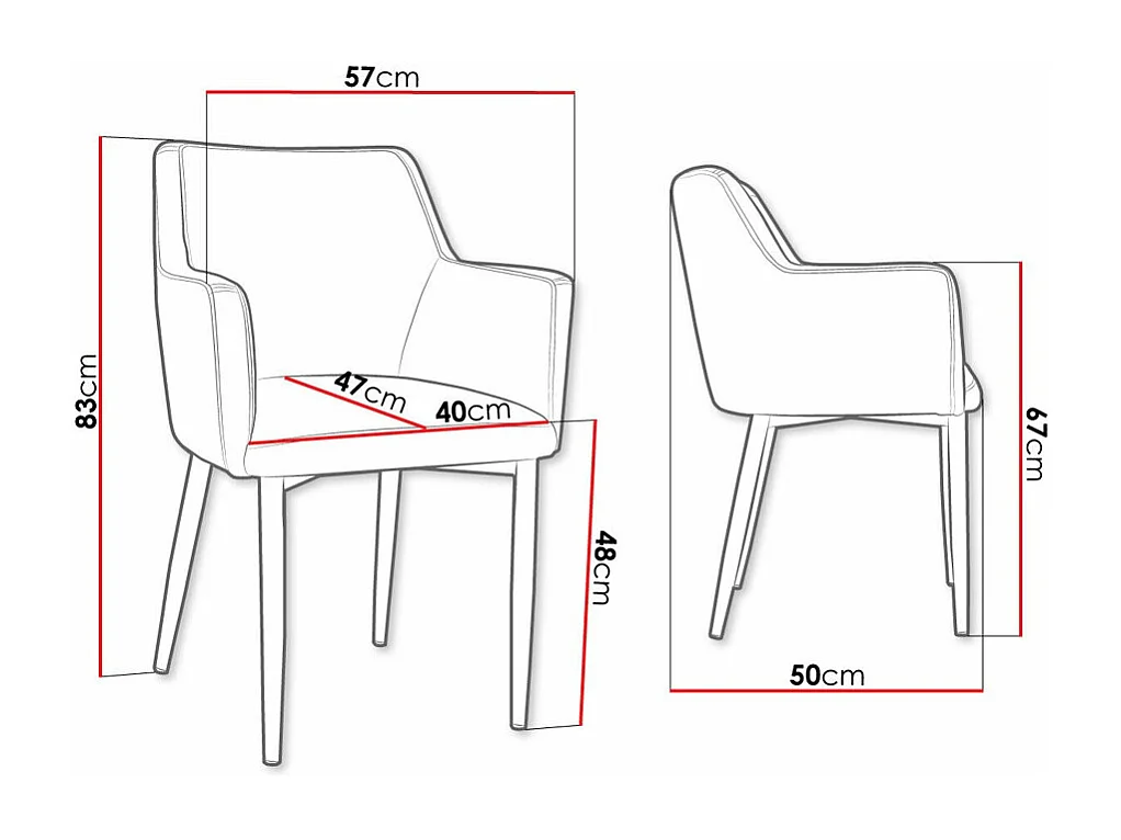 Chaise Jackson 108, 83x57x50cm, Tapisserie, Métallique, Bois