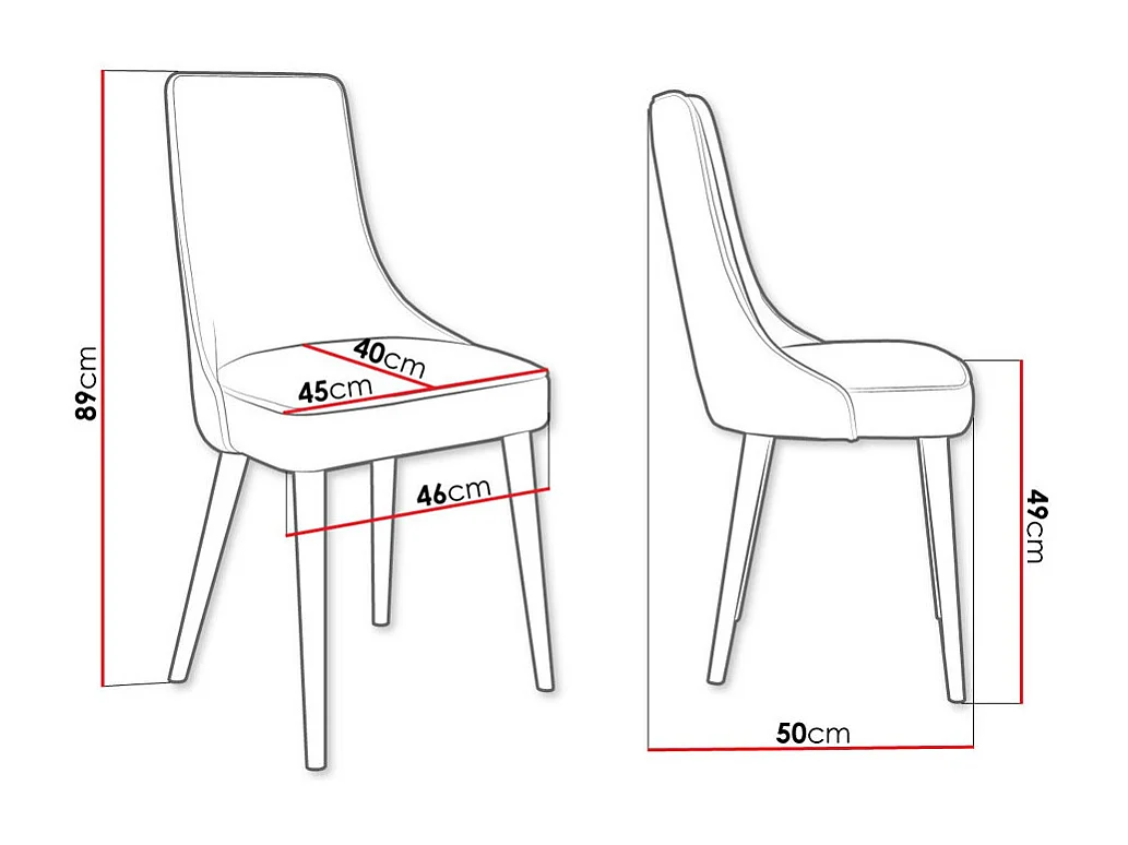 Chaise Jackson 107, 89x46x50cm, Tapisserie, Métallique, Bois