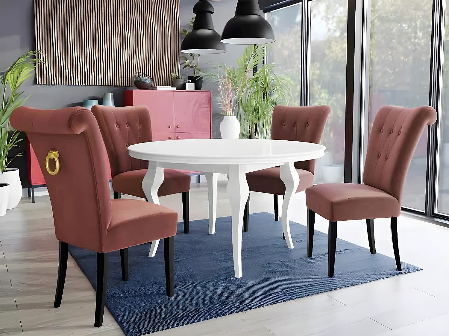 Chaise Racine 107, 100x51x66cm, Tissu, En bois, Stratifié