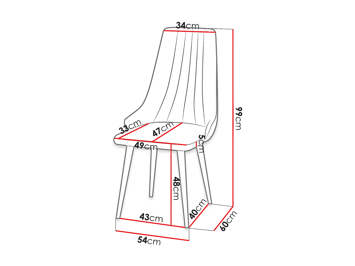 Chaise Racine 113, 99x54x60cm, Tissu, En bois, Stratifié
