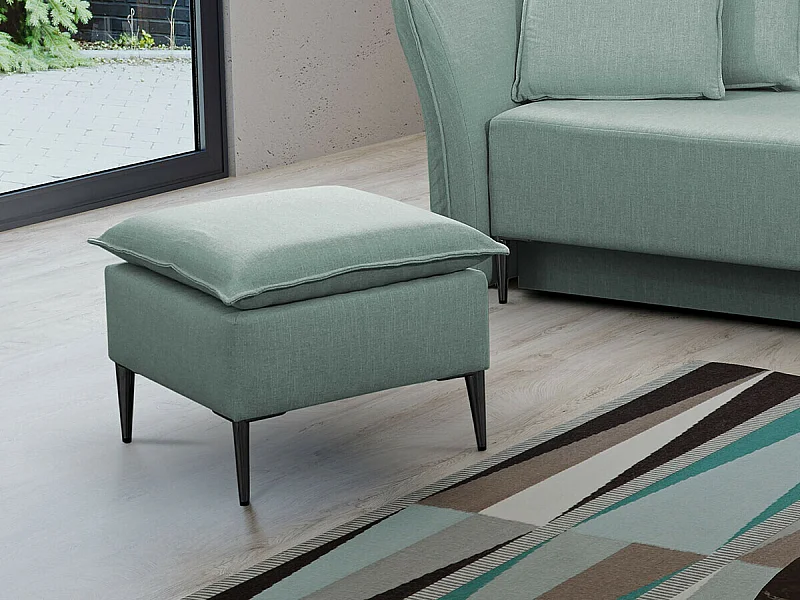 Puf Providence 147, Turquesa, 45x50x50cm, Tapiz, Patas: Metal