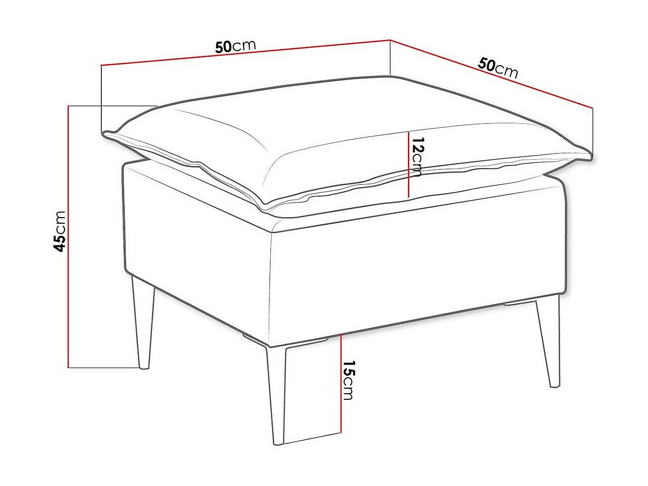Puf Providence 147, Turquesa, 45x50x50cm, Tapiz, Patas: Metal