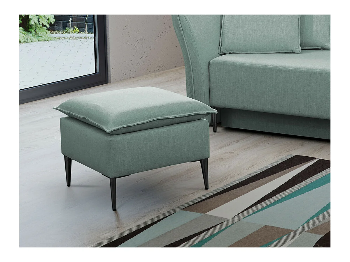 Pouf Providence 147, Turquoise, 45x50x50cm, Tapisserie, Pieds: Métal