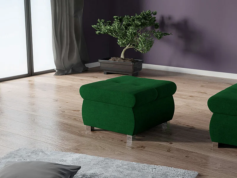 Pouf Comfivo 122, Vert, 39x60x60cm, Tapisserie, Pieds: Métal