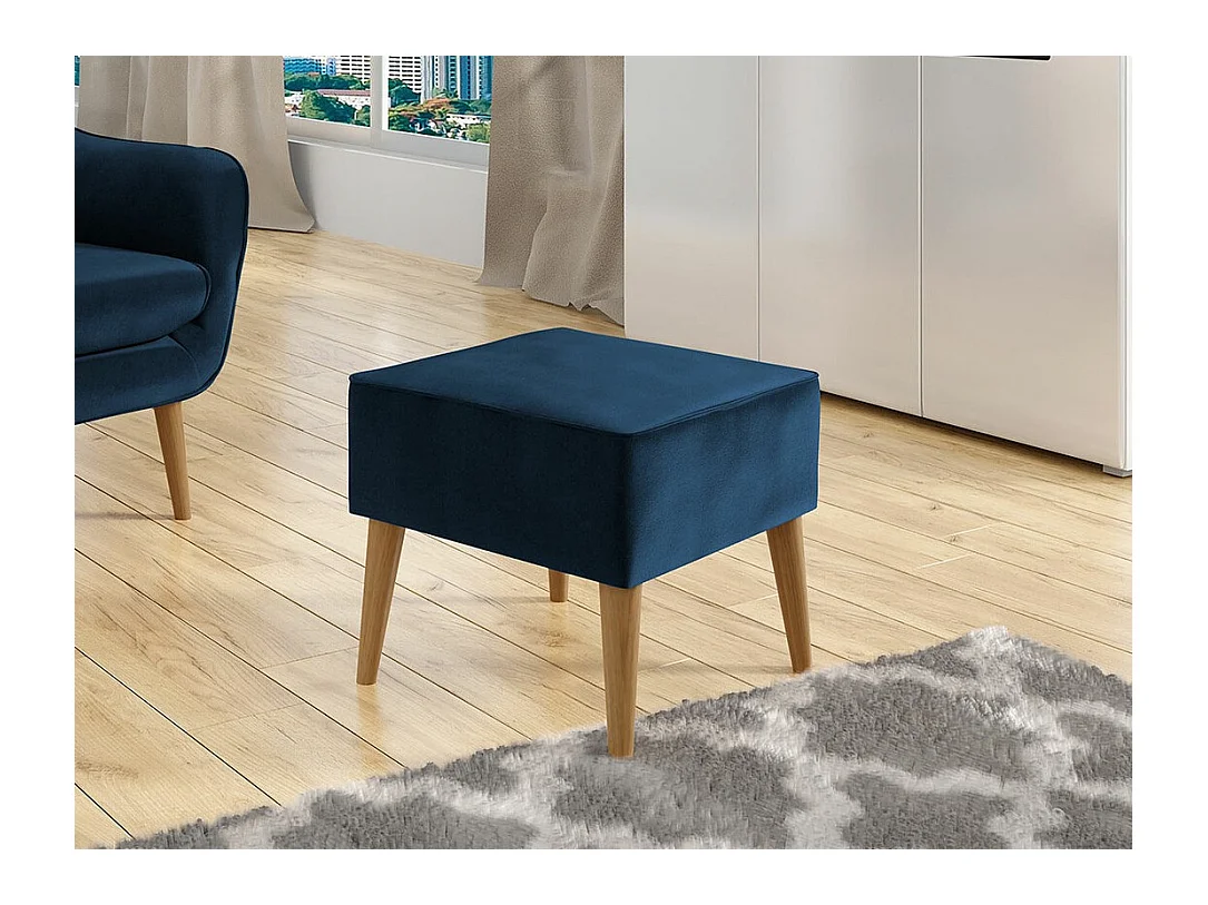 Pouf Comfivo 205, Blu, 41x45x45cm, Arazzo, Gambe: Legno, Senza