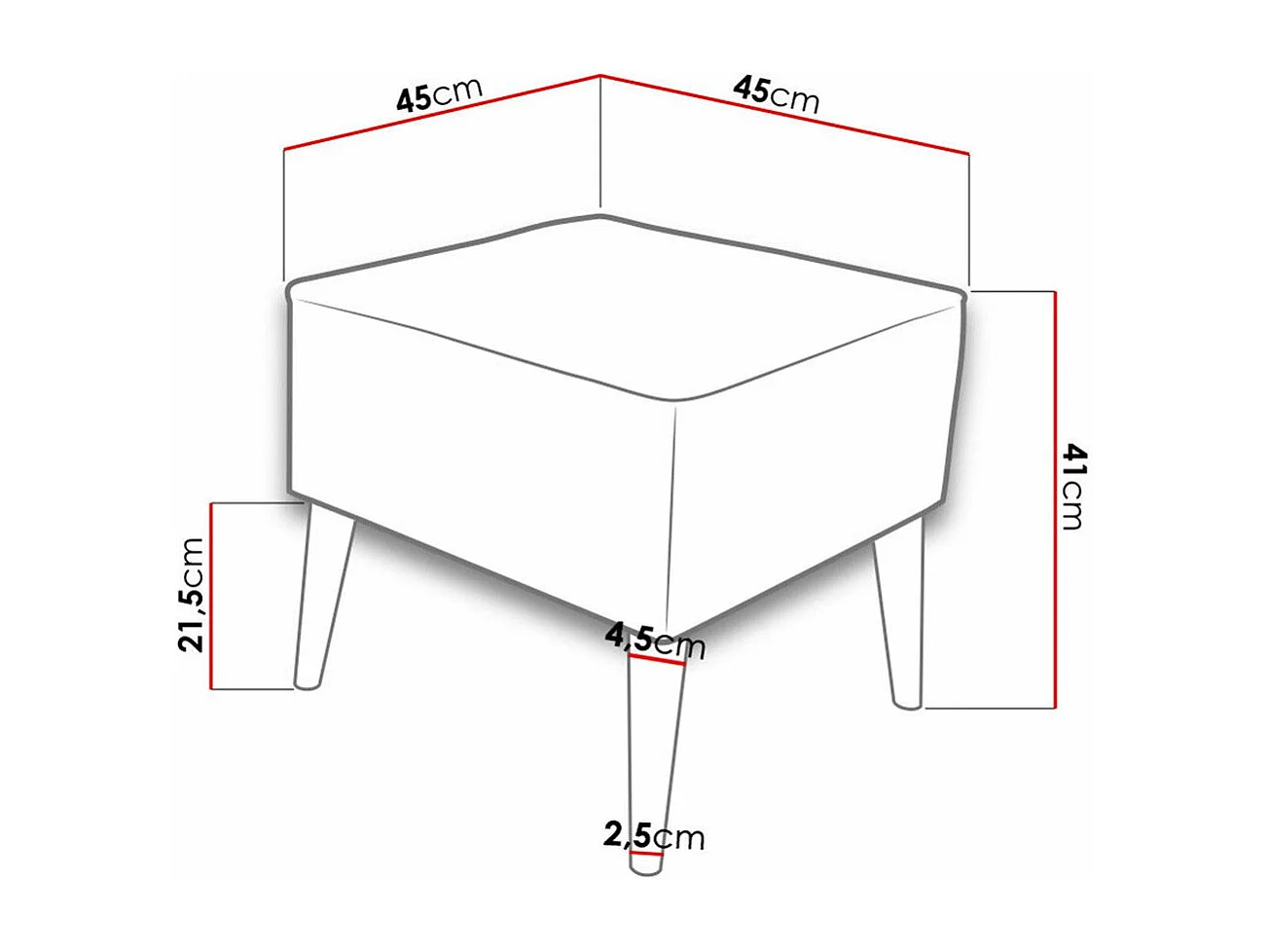 Puf Comfivo 205, Azul, 41x45x45cm, Tapiz, Patas: Madera