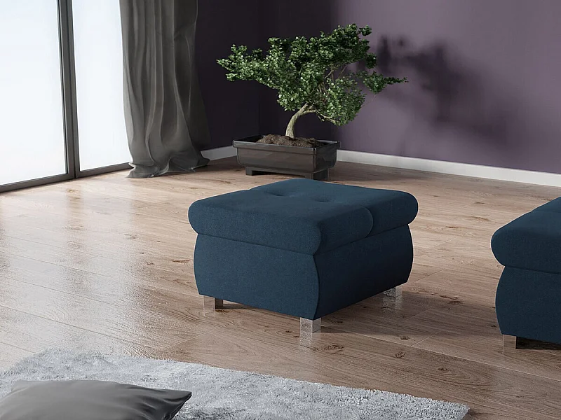 Puf Comfivo 122, Azul, 39x60x60cm, Tapiz, Patas: Metal