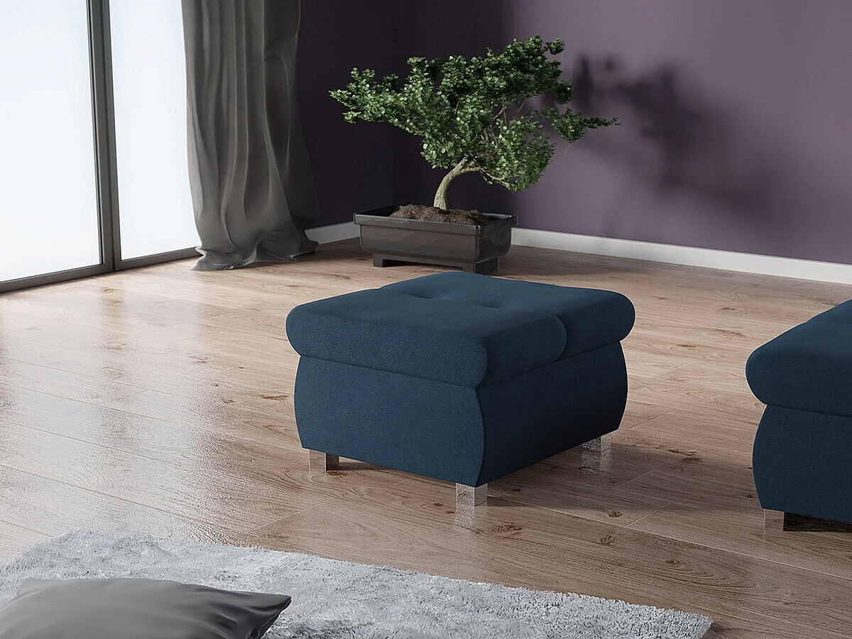 Puf Comfivo 122, Azul, 39x60x60cm, Tapiz, Patas: Metal