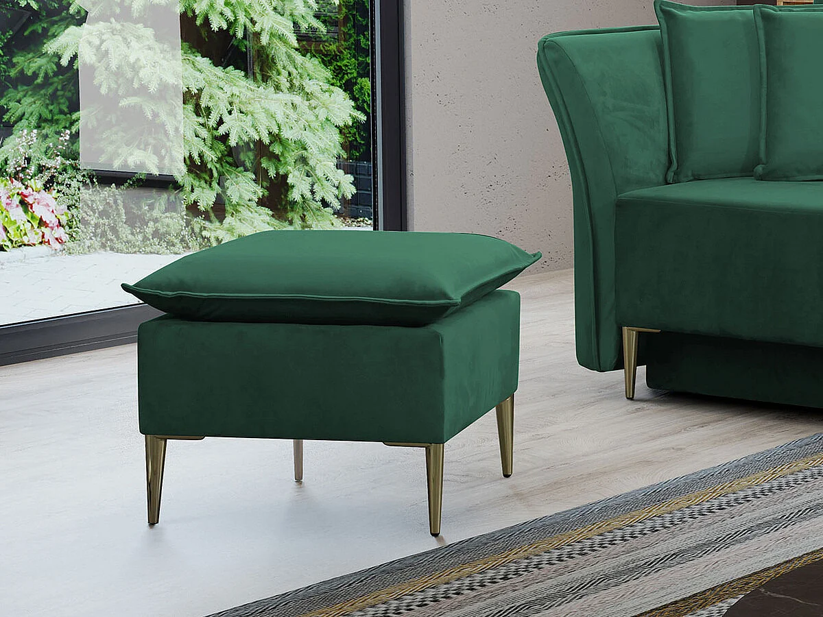 Pouf Providence 147, Vert, 45x50x50cm, Tapisserie, Pieds: Métal