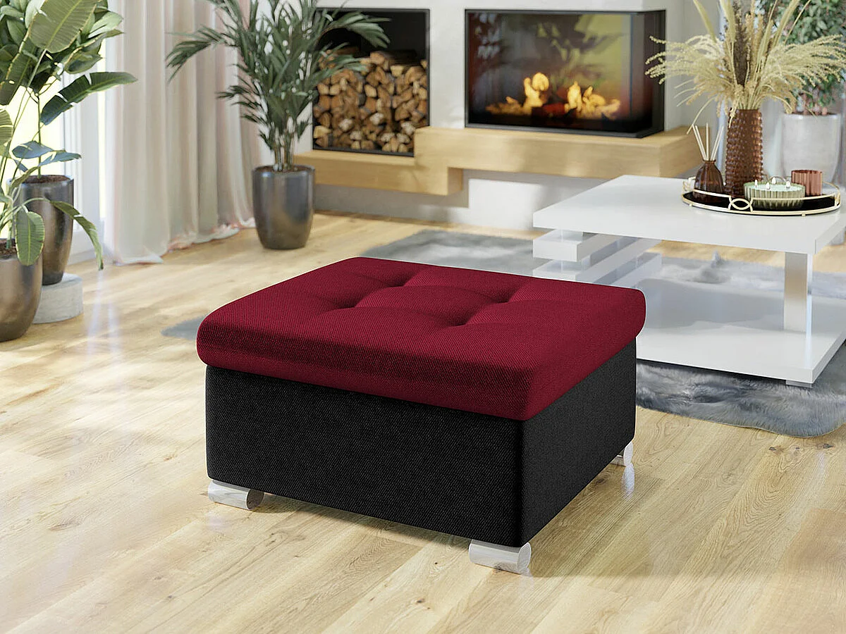 Pouf Comfivo 115, Rouge, 41x68x70cm, Tissu, Pieds: Plastique