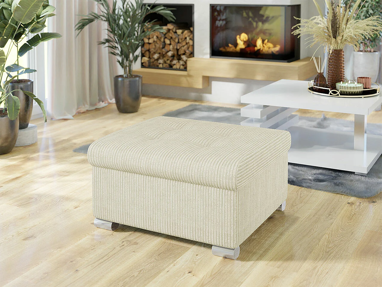 Puf Comfivo 115, De color marrón claro, 41x68x70cm, Tapiz, Patas: Plástico