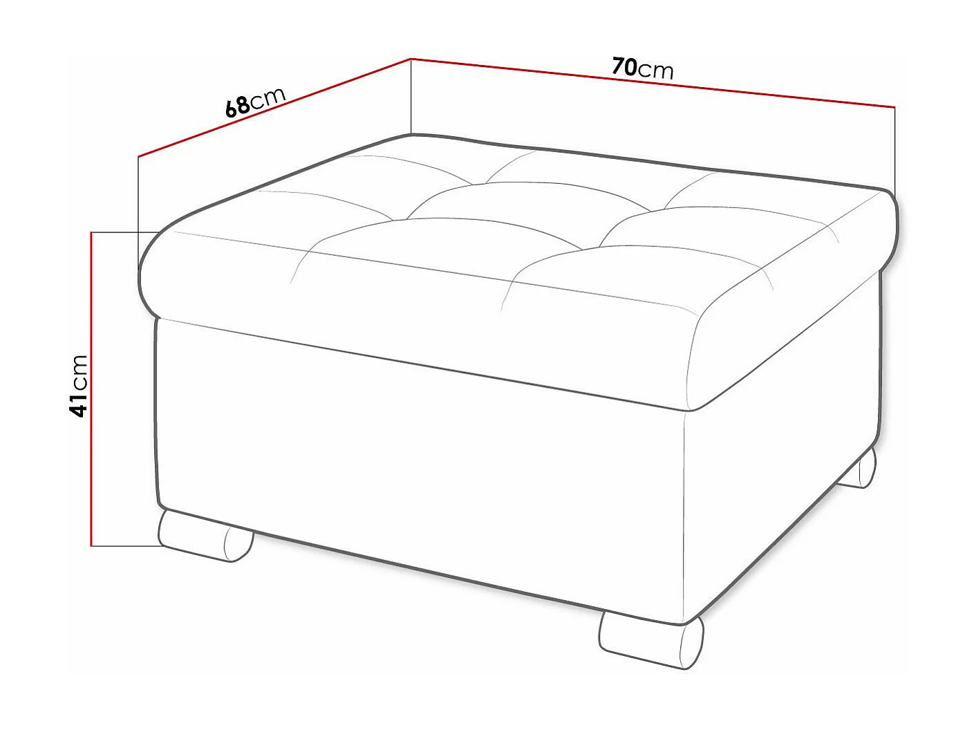 Puf Comfivo 115, De color marrón claro, 41x68x70cm, Tapiz, Patas: Plástico