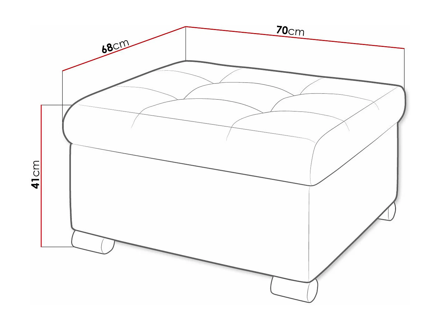 Puf Comfivo 115, De color marrón claro, 41x68x70cm, Tapiz, Patas: Plástico