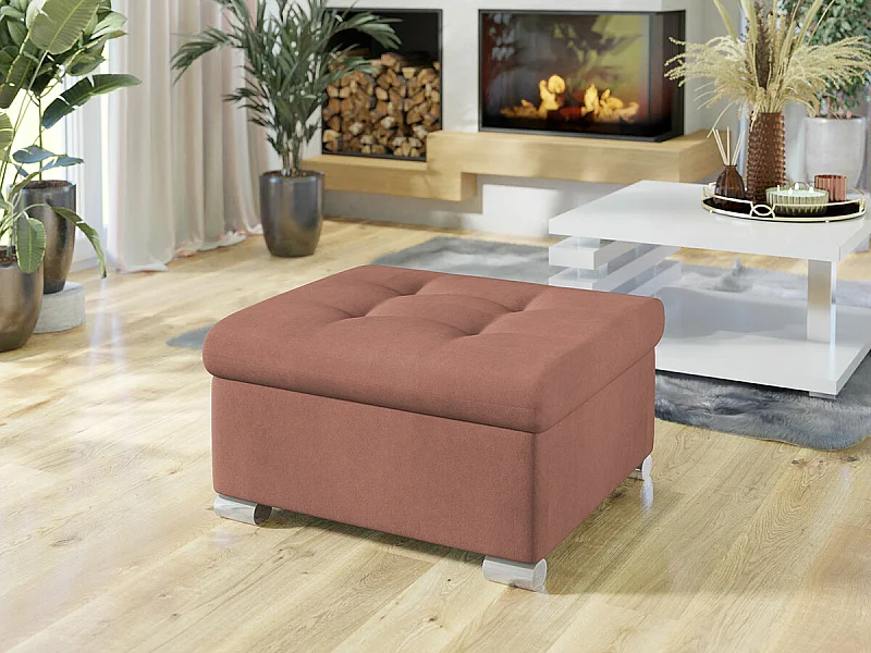 Pouf Comfivo 115, Rose, 41x68x70cm, Tapisserie, Pieds: Plastique