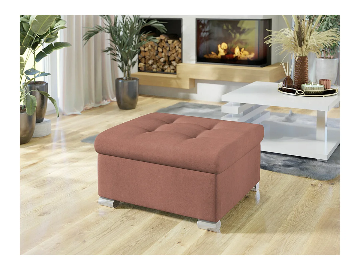 Pouf Comfivo 115, Rose, 41x68x70cm, Tapisserie, Pieds: Plastique