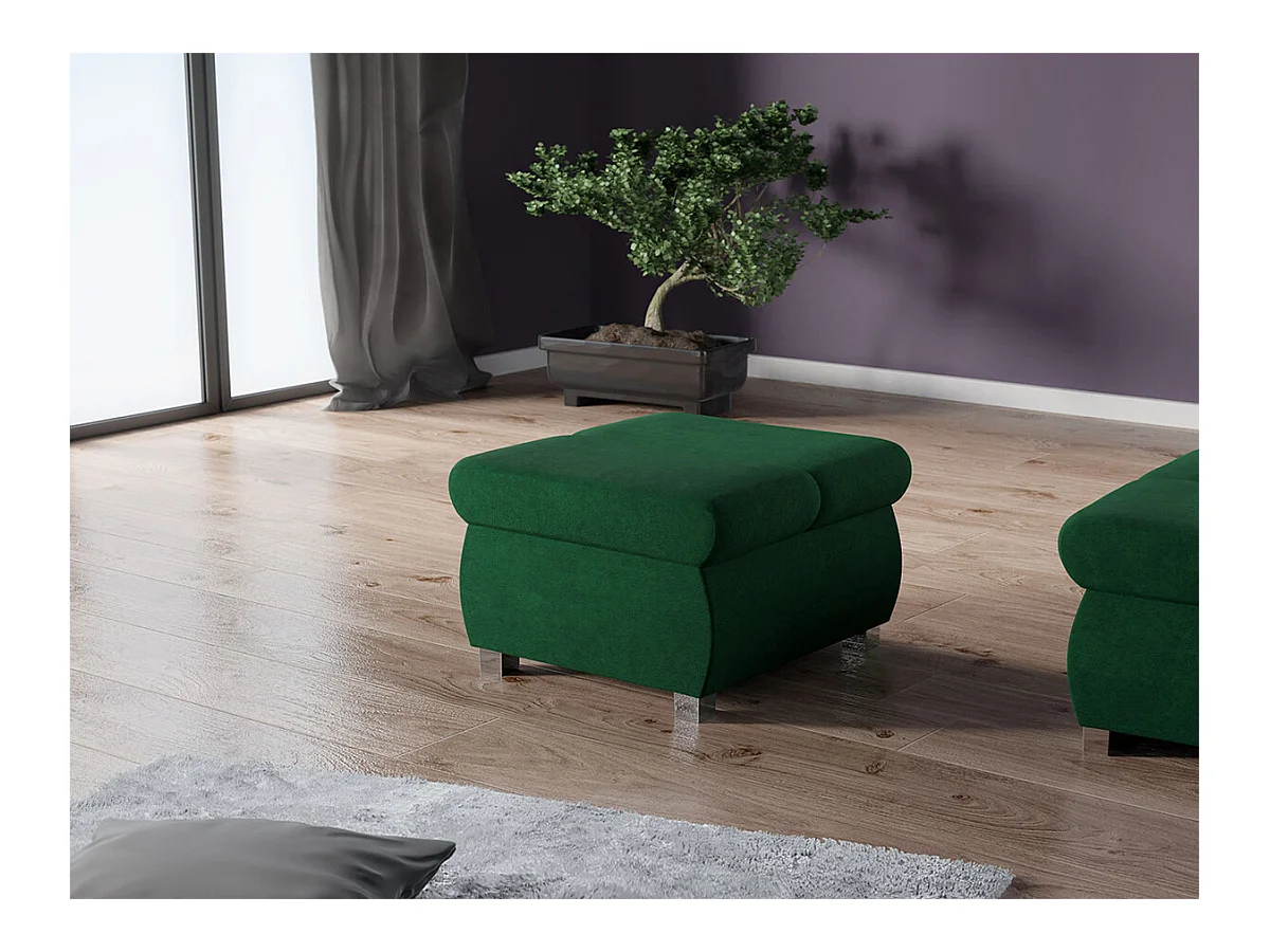 Pouf Comfivo 142, Vert, 39x60x60cm, Tapisserie, Pieds: Métal