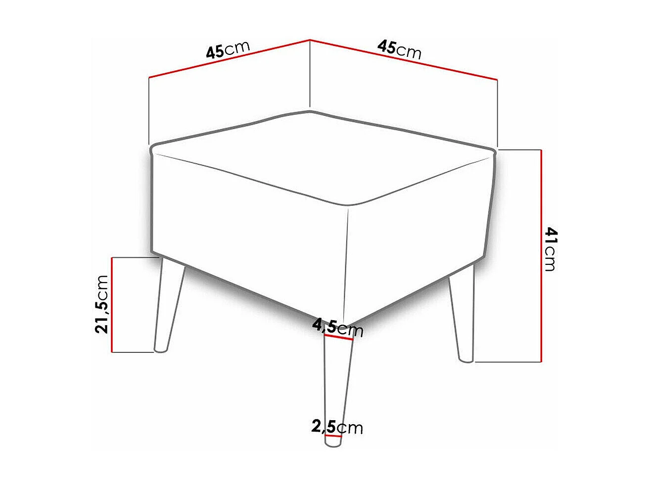 Puf Comfivo 205, Verde, 41x45x45cm, Tapiz, Patas: Madera