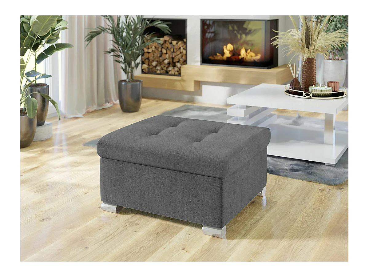 Pouf Comfivo 115, Gris, 41x68x70cm, Tapisserie, Pieds: Plastique