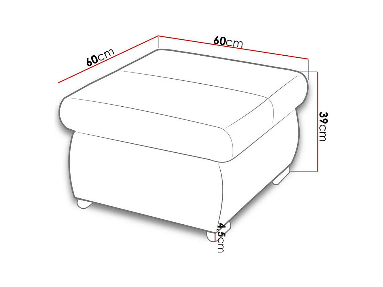 Puf Comfivo 122, Negro, 39x60x60cm, Tapiz, Patas: Metal