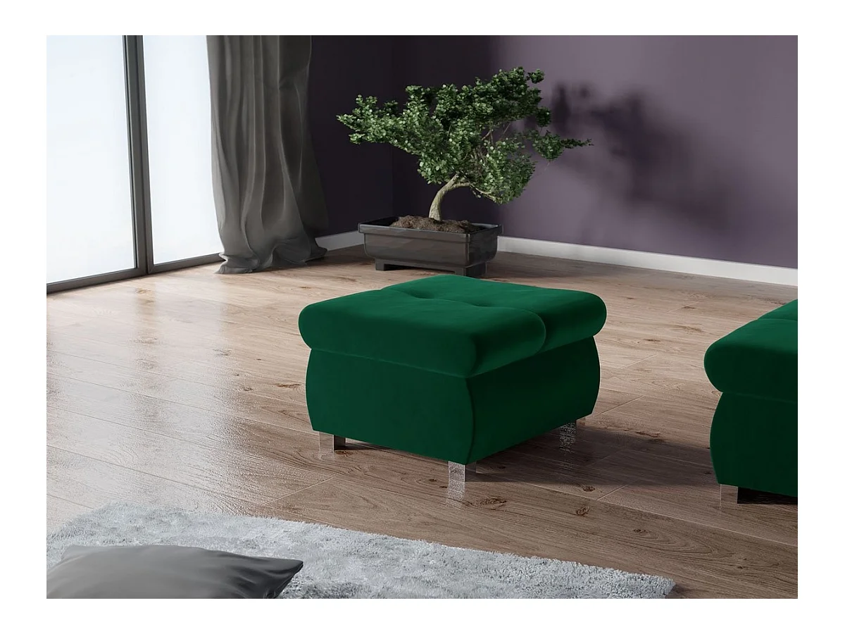 Pouf Comfivo 122, Vert, 39x60x60cm, Tapisserie, Pieds: Métal