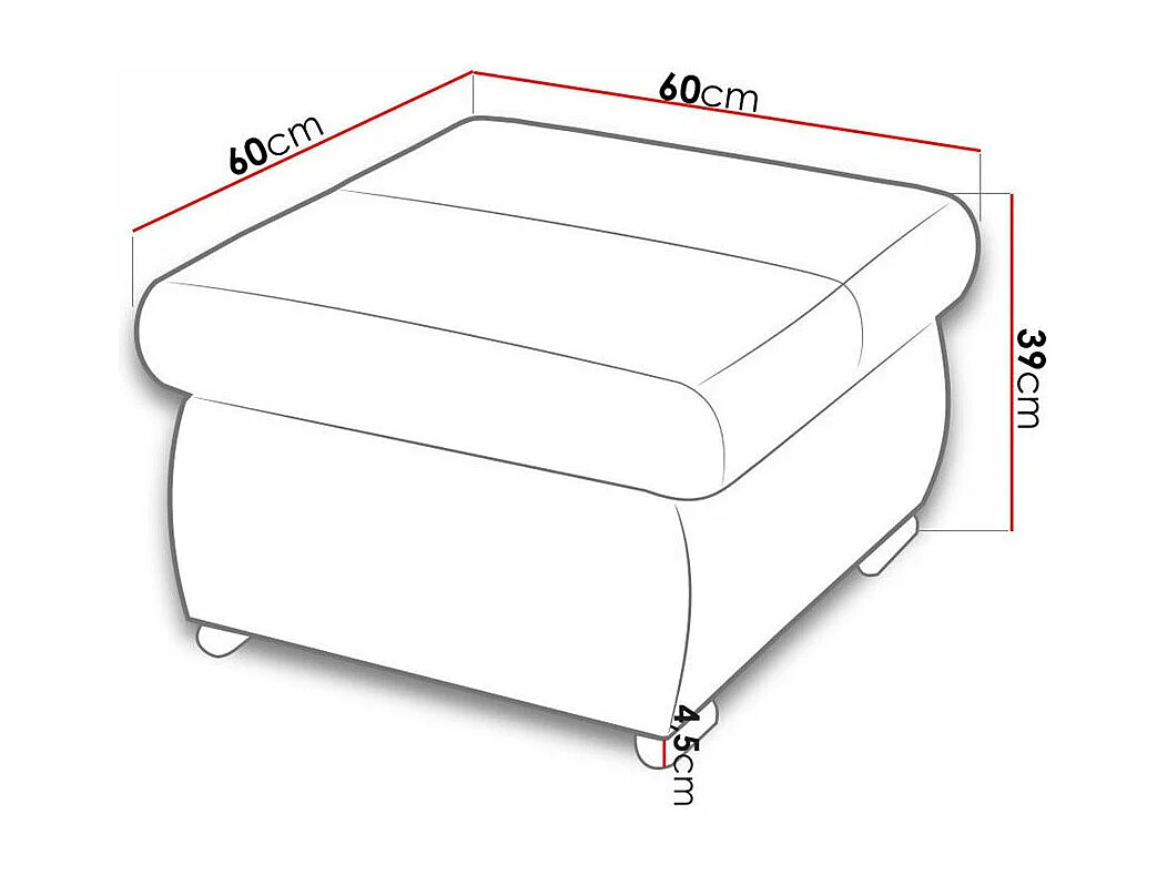 Puf Comfivo 122, Rojo, 39x60x60cm, Tapiz, Patas: Metal