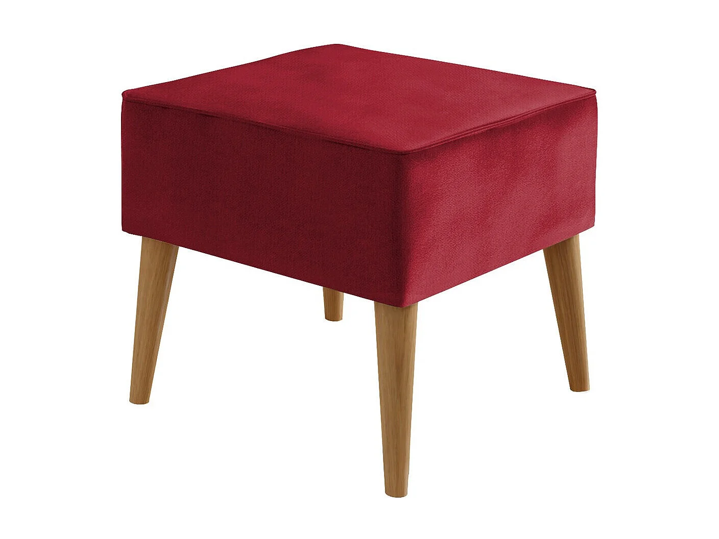 Pouf Comfivo 205, Rouge, 41x45x45cm, Tapisserie, Pieds: Bois