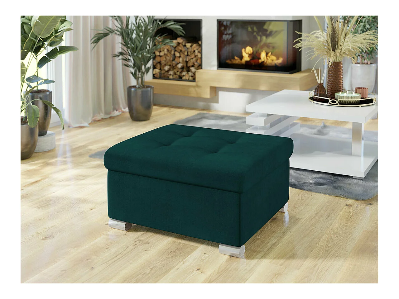 Puf Comfivo 115, Turquesa, 41x68x70cm, Tapiz, Patas: Plástico