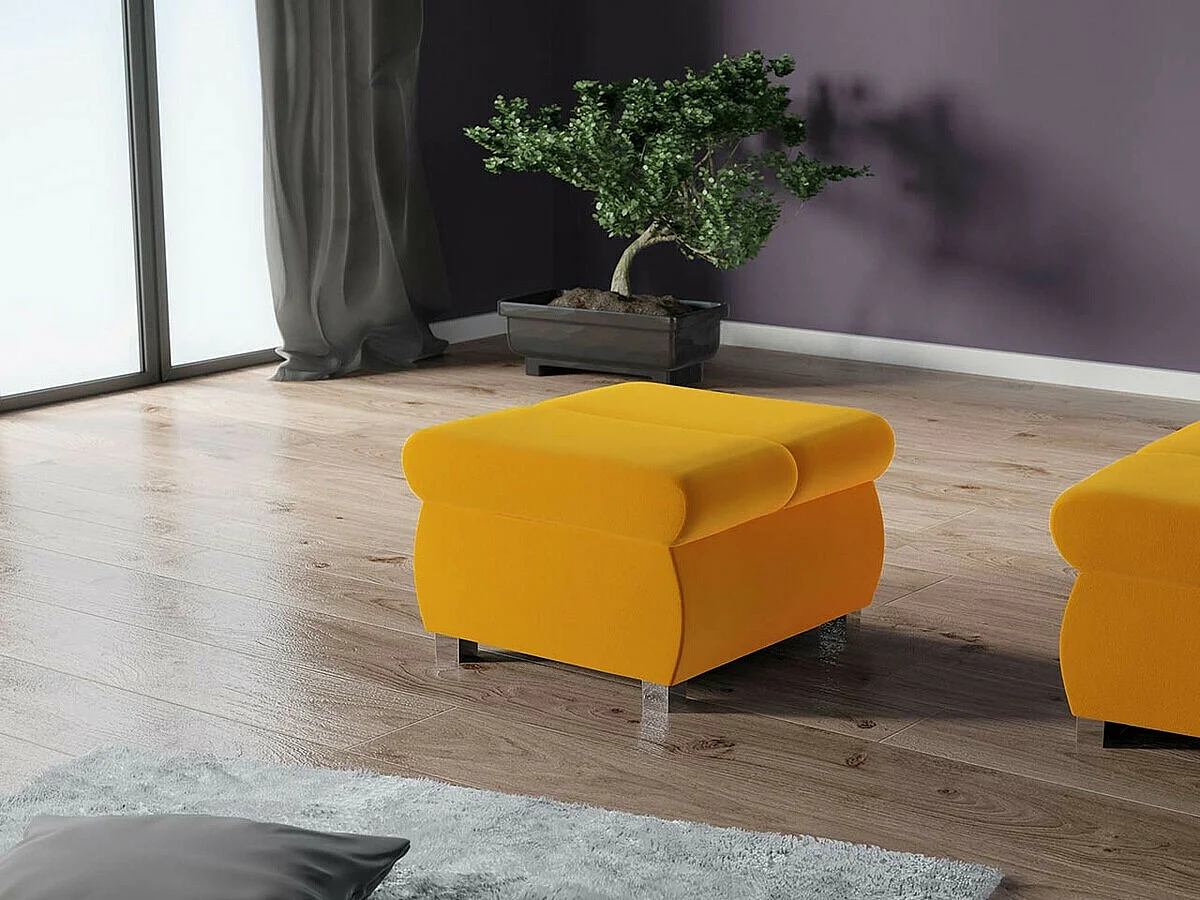 Puf Comfivo 142, Amarillo, 39x60x60cm, Tapiz, Patas: Metal