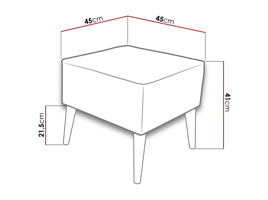 Pouf Comfivo 205, Noir, 41x45x45cm, Tissu, Pieds: Bois