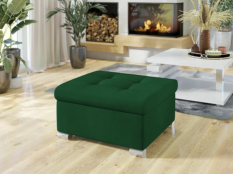 Pouf Comfivo 115, Vert, 41x68x70cm, Tapisserie, Pieds: Plastique