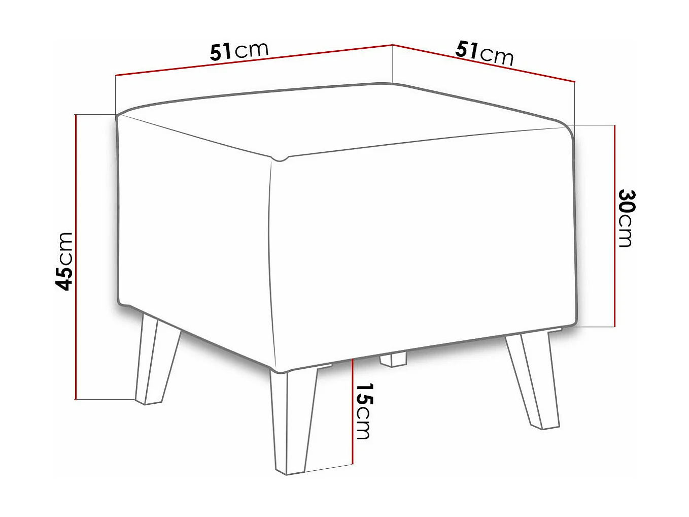 Pufe Delbene 126, Cinzento, Tecido, 5x5x5cm