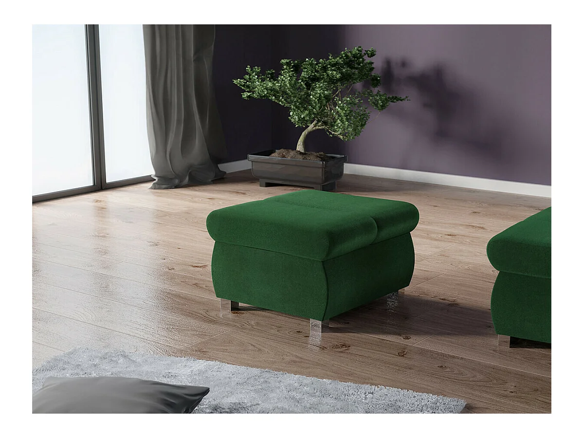 Pouf Comfivo 142, Vert, 39x60x60cm, Tapisserie, Pieds: Métal