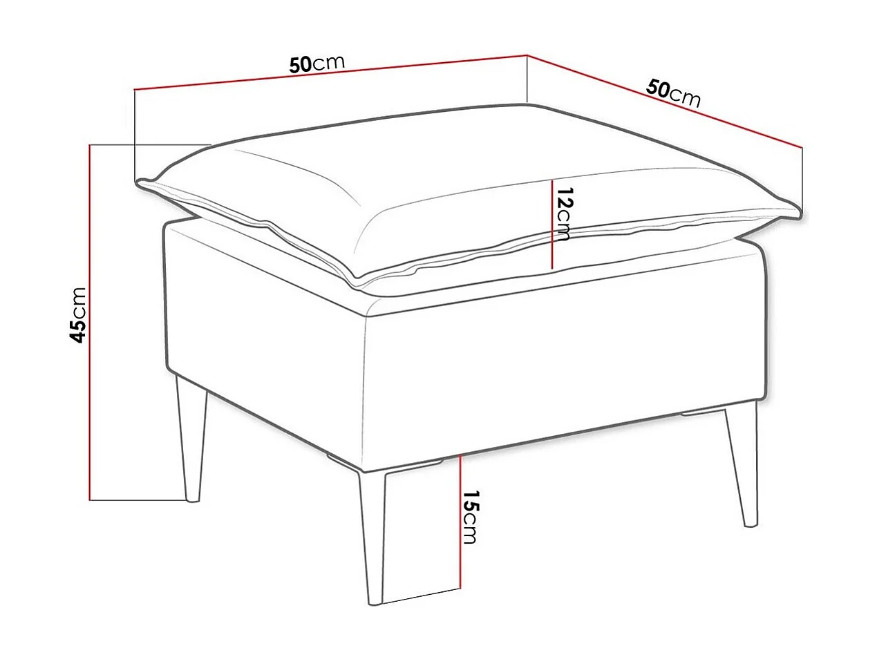 Puf Providence 147, Turquesa, 45x50x50cm, Tapiz, Patas: Metal