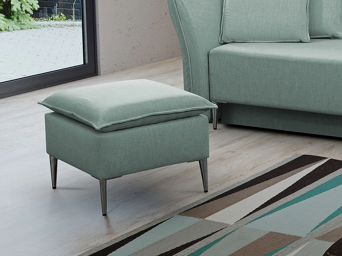 Pouf Providence 147, Turquoise, 45x50x50cm, Tapisserie, Pieds: Métal