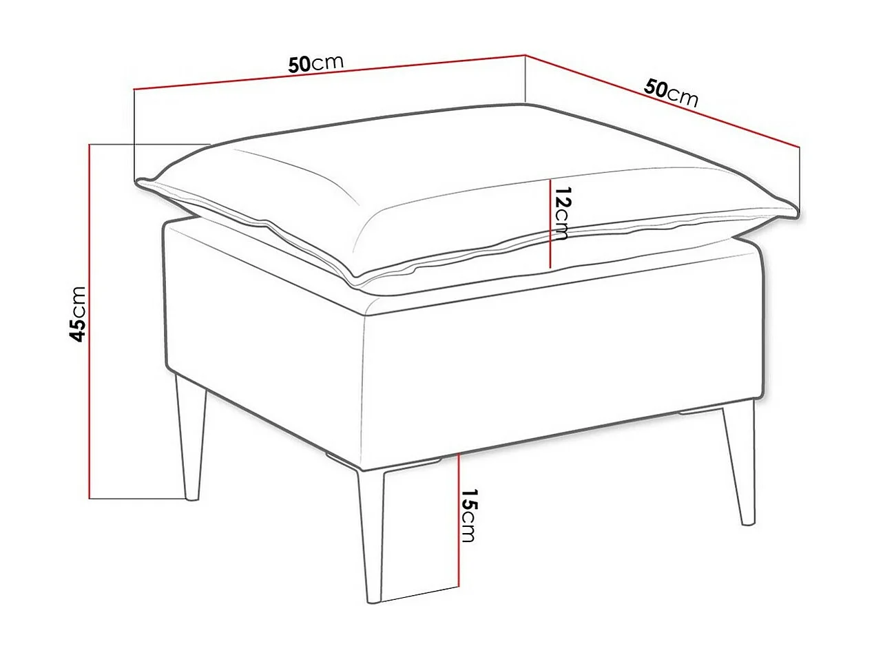 Pouf Providence 147, Turquoise, 45x50x50cm, Tapisserie, Pieds: Métal