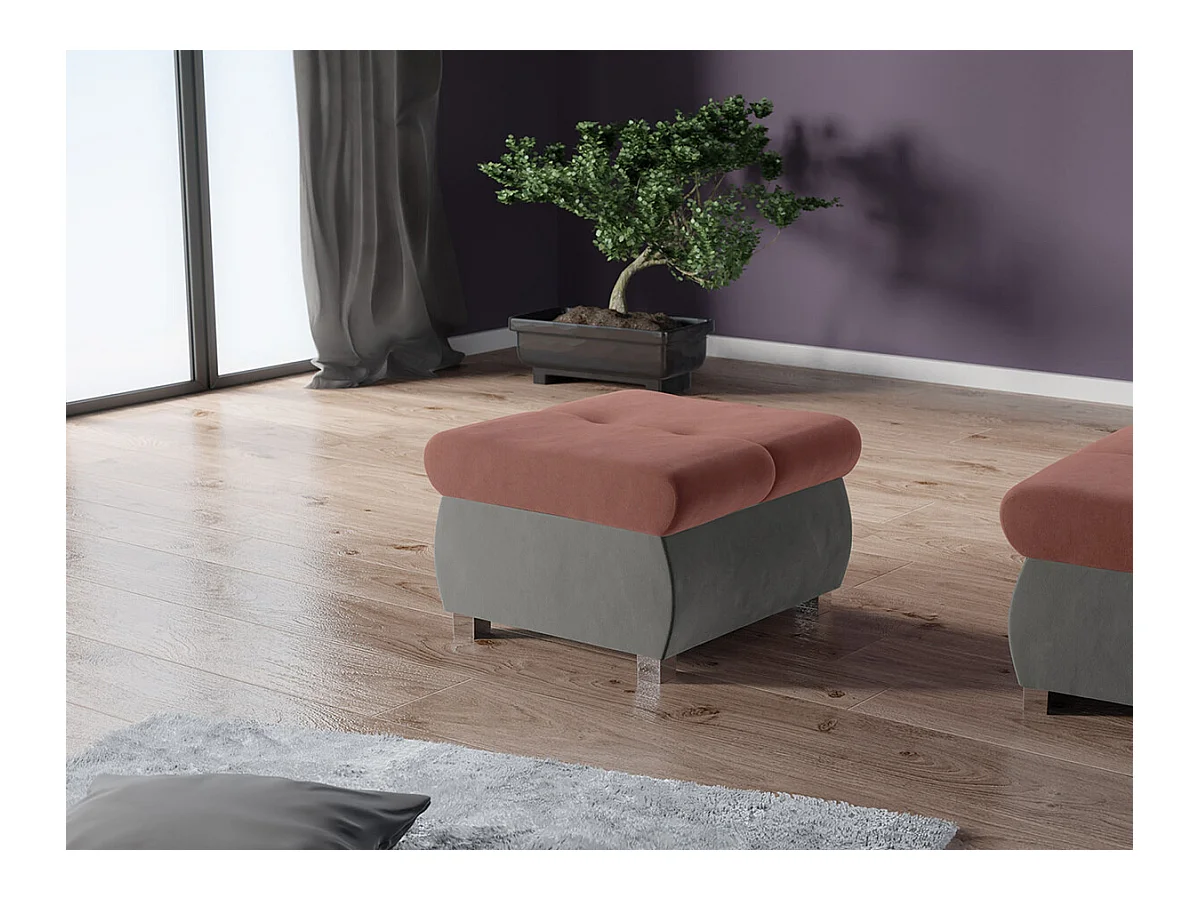 Pouf Comfivo 122, Grigio, 39x60x60cm, Arazzo, Gambe: Metallo, Senza