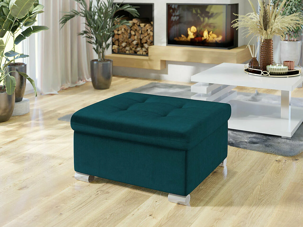 Puf Comfivo 115, Verde, 41x68x70cm, Tapiz, Patas: Plástico