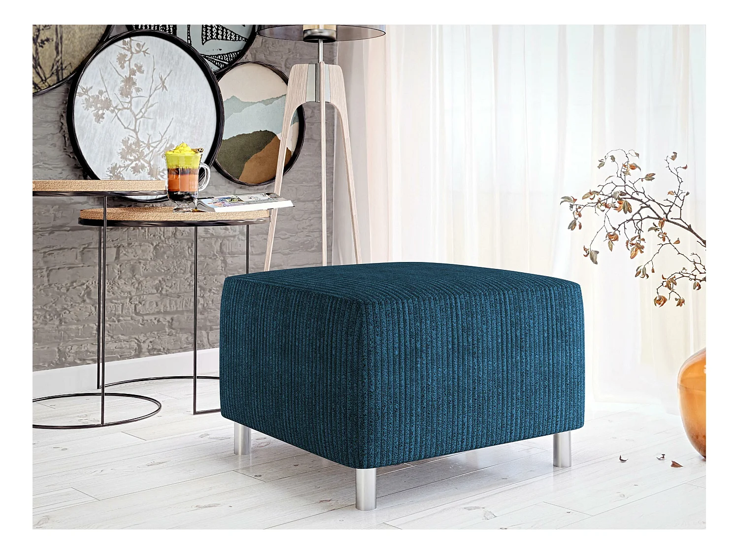 Puf Comfivo 126, Azul, 42x56x65cm, Tapiz, Patas: Plástico