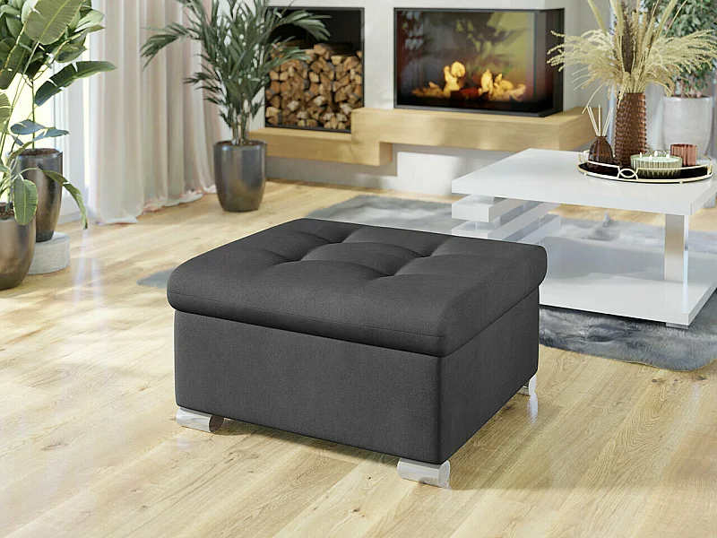Pouf Comfivo 115, Gris, 41x68x70cm, Tapisserie, Pieds: Plastique