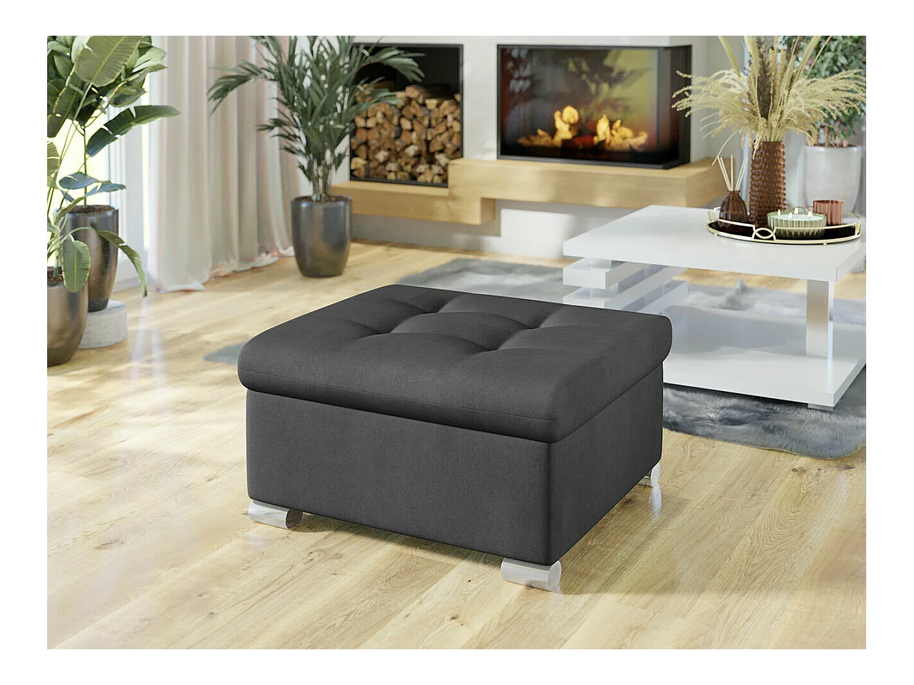 Puf Comfivo 115, Gris, 41x68x70cm, Tapiz, Patas: Plástico