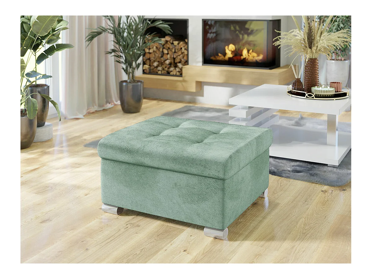 Pouf Comfivo 115, Turquoise, 41x68x70cm, Tapisserie, Pieds: Plastique