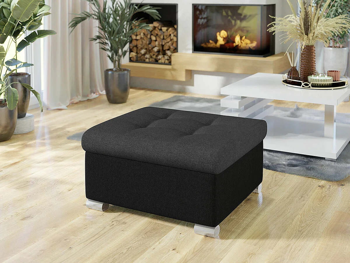 Puf Comfivo 115, Negro, 41x68x70cm, Tapiz, Patas: Plástico