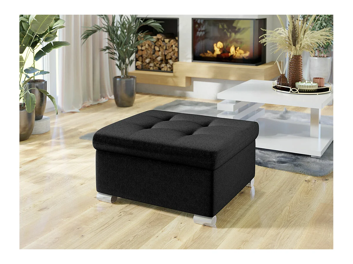 Pouf Comfivo 115, Noir, 41x68x70cm, Tapisserie, Pieds: Plastique